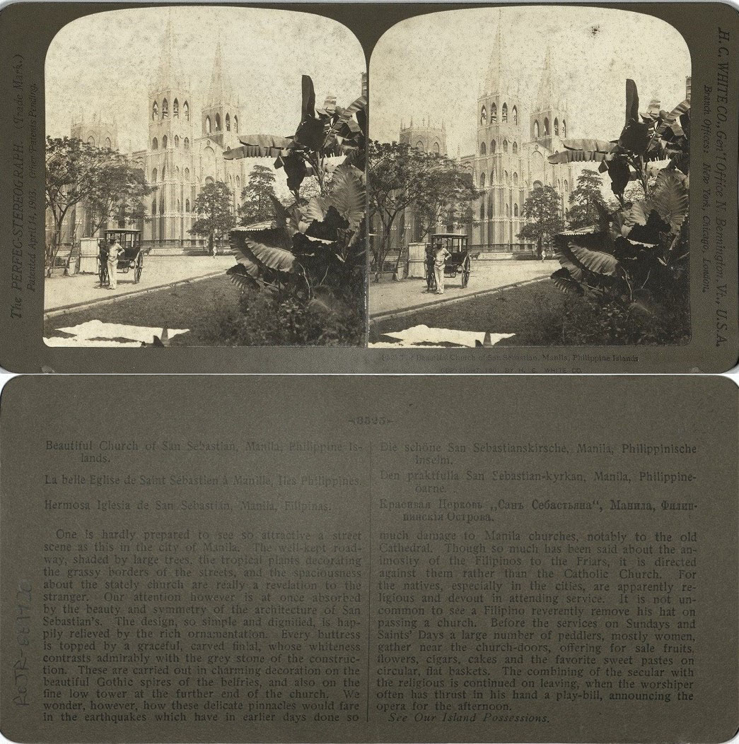 The Beautiful Church of San Sebastian, Manila, Philippine Islands.